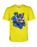 Cute  Owl With Blue Roses Classic Tee - Guys V-Neck - Basketweave Tote Bag