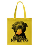 To All My Haters T-Shirt - Guys V-Neck - Basketweave Tote Bag