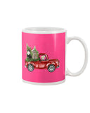 Christmas Cat And Red Car T-Shirt - Mug