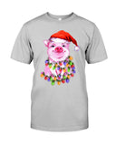 Christmas Lightning Pig T-Shirt - Guys Tee - Unisex Long Sleeve