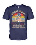 Football -  Good Mom Weekend Forecast T-Shirt - Guys V-Neck - Basketweave Tote Bag