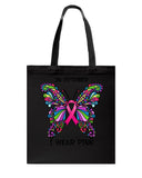 In October I Wear Pink Tote Bag - Guys Tee - Basketweave Tote Bag