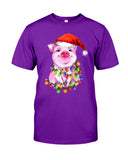 Christmas Lightning Pig T-Shirt - Guys Tee - Unisex Long Sleeve