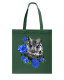 Cute  Owl With Blue Roses Classic Tee - Guys V-Neck - Basketweave Tote Bag