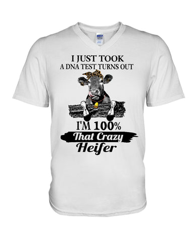 Dna Test I'm 100% That Crazy Heifer T-Shirt - Guys V-Neck - Basketweave Tote Bag