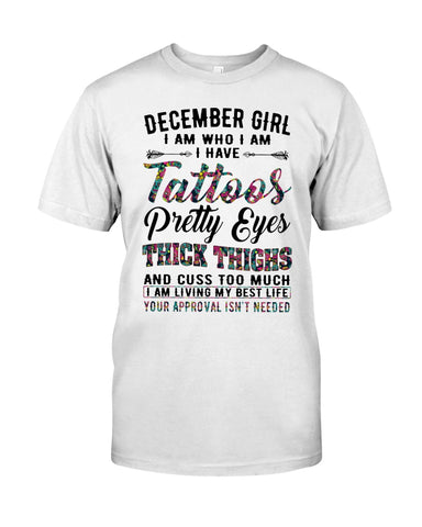 December Girl Have Tattos And Pretty Eyes Tote Bag - Guys Tee - Basketweave Tote Bag