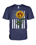 Black America Flag Sunflower Tote Bag - Guys V-Neck - Unisex Long Sleeve