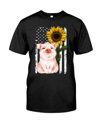 American Flag Sunflower Pig Limited Classic T-Shirt - Guys Tee - Sweatshirt