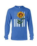 Black America Flag Sunflower Tote Bag - Guys V-Neck - Unisex Long Sleeve