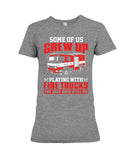 Grew Up Playing With Fire Trucks Tote Bag - Youth Tee - Ladies Tee