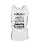 December Girl Has Fought A Thousand Battles T-Shirt - Unisex Tank Top - Ladies Flowy Tank