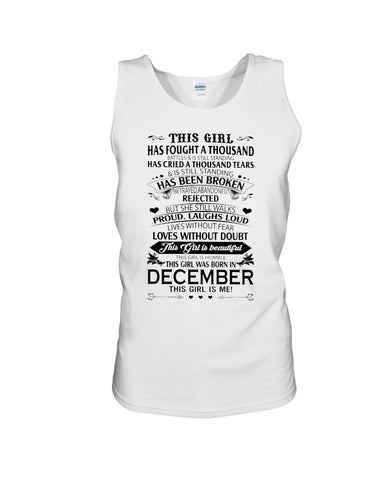 December Girl Has Fought A Thousand Battles T-Shirt - Unisex Tank Top - Ladies Flowy Tank