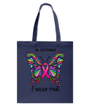 In October I Wear Pink Tote Bag - Guys Tee - Basketweave Tote Bag