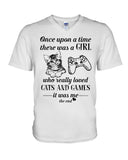 A Girl Who Really Loved Cats And Games - Hoodie - Guys V-Neck