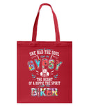 She Has Gypsy Soul And Biker Spirit  Limited Classic T-Shirt - Guys V-Neck - Basketweave Tote Bag