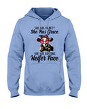 She Has Beauty, Grace, Resting And Heifer Face - Hoodie - Guys V-Neck