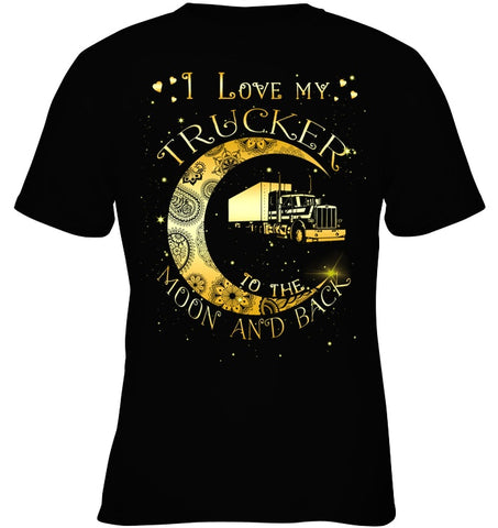 I Lover My Trucker Moon And Back T-Shirt - Youth Tee - Vertical Poster