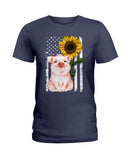 American Flag Sunflower Pig Limited Classic T-Shirt - Hoodie - Ladies Tee