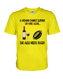 A Woman Needs Wine And Rugby Limited Classic T-Shirt - Guys V-Neck - Mug