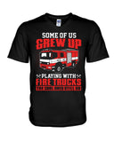 Grew Up Playing With Fire Trucks Tote Bag - Hoodie - Guys V-Neck