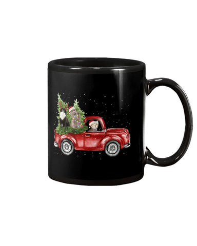 Christmas Cat And Red Car T-Shirt - Mug