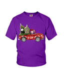 Christmas Cat And Red Car T-Shirt - Unisex Tank Top - Youth Tee