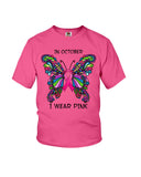 In October I Wear Pink Tote Bag - Youth Tee - Ladies Tee