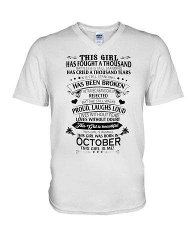 This Girl Was Born In October Limited Classic T-Shirt - Guys V-Neck - Unisex Long Sleeve