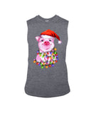 Christmas Lightning Pig T-Shirt - Guys Tee - Unisex Long Sleeve