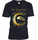 I Lover My Trucker Moon And Back T-Shirt - Guys V-Neck - Unisex Long Sleeve