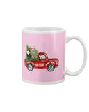 Christmas Cat And Red Car T-Shirt - Mug