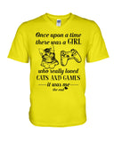 A Girl Who Really Loved Cats And Games - Hoodie - Guys V-Neck