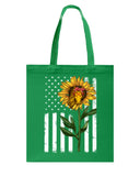 Black America Flag Sunflower Tote Bag - Guys Tee - Basketweave Tote Bag