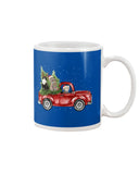 Christmas Cat And Red Car T-Shirt - Mug