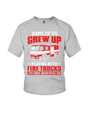 Grew Up Playing With Fire Trucks Tote Bag - Youth Tee - Ladies Tee