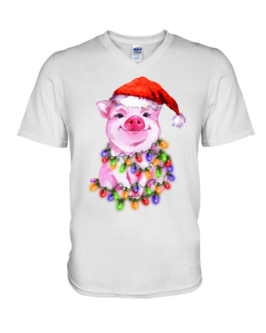 Christmas Lightning Pig T-Shirt - Guys V-Neck - Mug