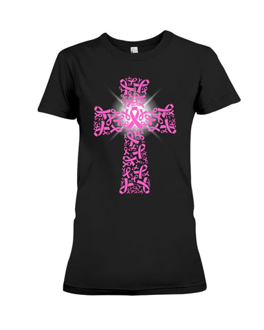 Breast Cancer Cross T-Shirt - Ladies Tee - Hoodie