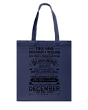 December Girl Has Fought A Thousand Battles T-Shirt - Basketweave Tote Bag - Mug