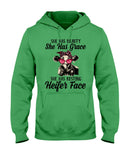 She Has Beauty, Grace, Resting And Heifer Face - Hoodie - Guys V-Neck