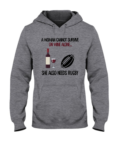 A Woman Needs Wine And Rugby Limited Classic T-Shirt - Hoodie - Ladies Tee