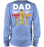 Dad - Daughter's First Love, Son's First Hero T-Shirt - Unisex Long Sleeve - Ladies Flowy Tank