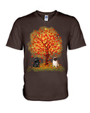 Pug Under Autumn Tree Tote Bag - Guys V-Neck - Unisex Long Sleeve