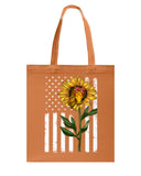 Black America Flag Sunflower Tote Bag - Guys Tee - Basketweave Tote Bag