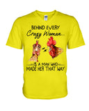 Behind A Crazy Woman Is A Man Who Made It Limited Classic T-Shirt - Guys V-Neck - Mug