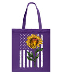 Black America Flag Sunflower Tote Bag - Guys Tee - Basketweave Tote Bag