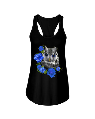 Cute  Owl With Blue Roses Classic Tee - Ladies Flowy Tank - Youth Tee