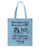 A Girl Who Really Loved Cats And Games - Basketweave Tote Bag - Mug