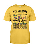 December Girl Have Tattos And Pretty Eyes Tote Bag - Guys Tee - Basketweave Tote Bag