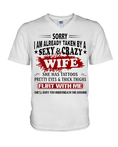 Sexy And Grazy Wife T-Shirt - Guys V-Neck - Mug