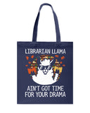 Librarian Llama Ain't Got Time For Your Grandma Tote Bag - Guys Tee - Basketweave Tote Bag